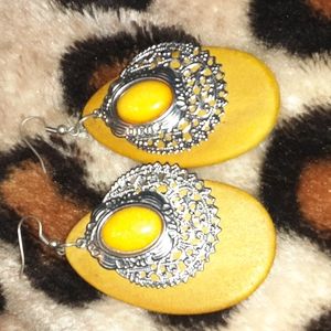 Yellow and sliver earrings